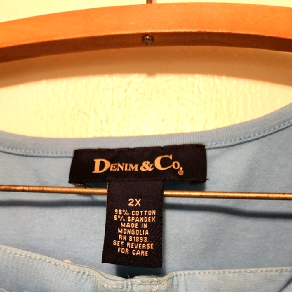 Denim & Co. Blue Outfit. Seersucker  Jacket, Matching Top And Pants. New. Size2X - Picture 2 of 11